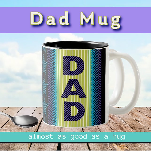 Black Purple Blue Green Rad Dad Father's Day Two-Tone Coffee Mug (Creator Uploaded)