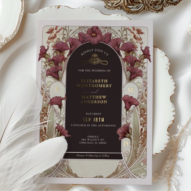 Black Purple Calla Lily Wedding Art Nouveau Mucha (Creator Uploaded)