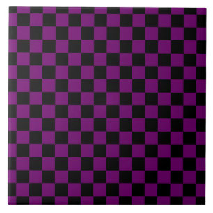 Black Purple Check Checkered Checkerboard Pattern Tile