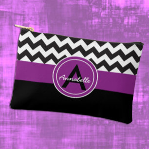 Black Purple Chevron Accessory Pouch