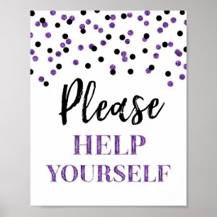 Black Purple Confetti Please Help Yourself Sign