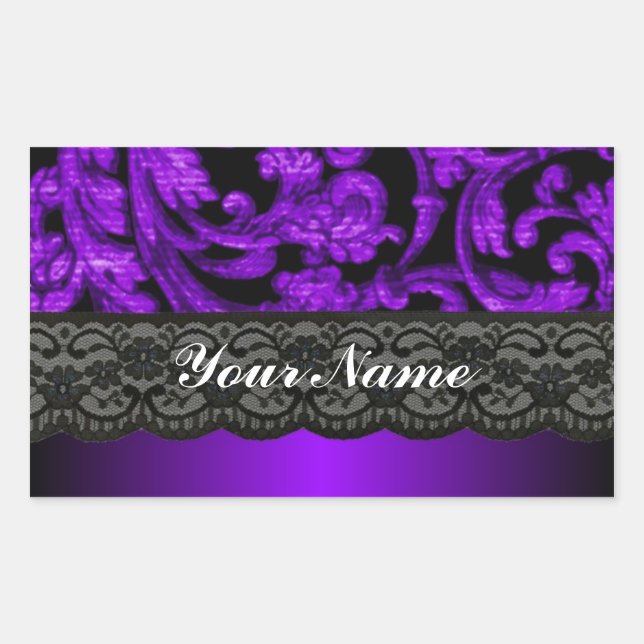 Black & purple damask sticker (Front)