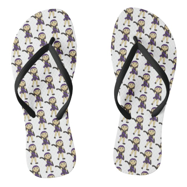 Black Purple Dance Recital Costume Jazz Dancer Flip Flops (Footbed)