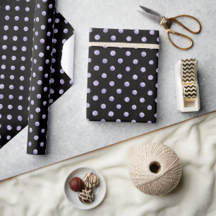 Black Purple Dots Birthday Wrapping Paper