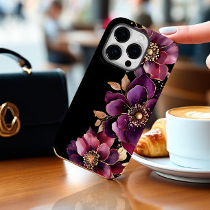 Black Purple Floral Case-Mate iPhone 14 Pro Case