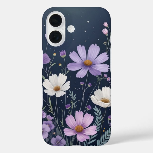 Black purple floral pattern - whimsigoth dark  Case-Mate iPhone case (Back)