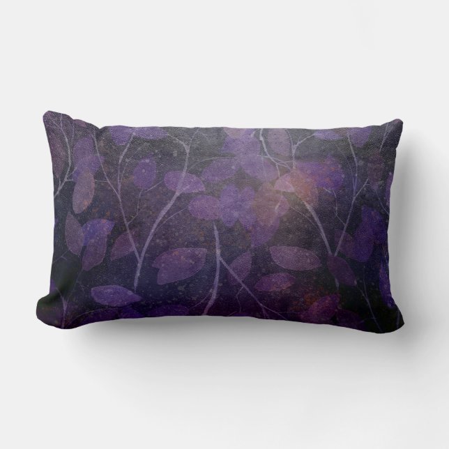 black purple foliage lumbar pillow (Front)