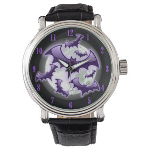 Black & Purple Full Moon Bats Wrist Watch