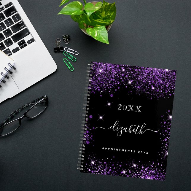 Black purple glitter dust name script 2022 planner (Creator Uploaded)