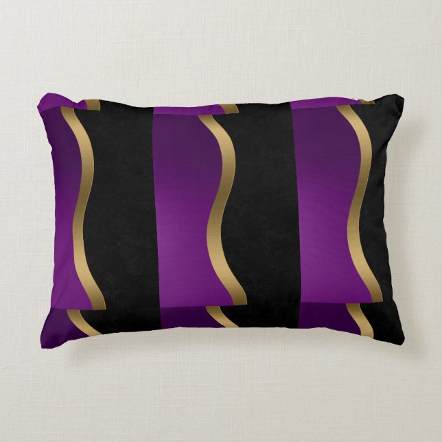 Black Purple Gold Accent Pillow (Front)