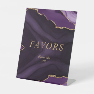 Black & Purple Gold Calligraphy Favours  Pedestal Sign