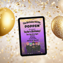Black Purple Gold KPOP Boys Poppin' Birthday