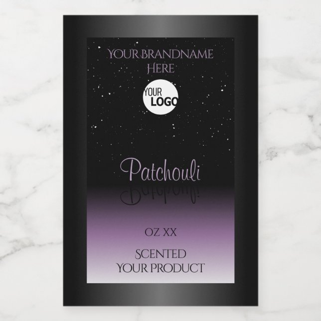 Black Purple Gradient Product Labels Glitter Logo (Single Label)