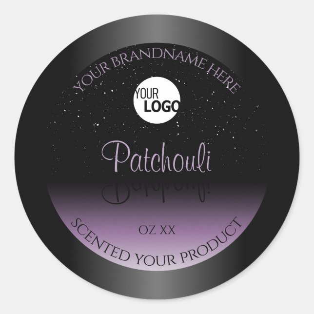 Black Purple Gradient Product Labels Glitter Logo (Front)