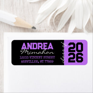Black & Purple Graduation Return Address Labels