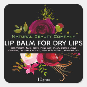 Black Purple Green Flowers Lip Balm Labels