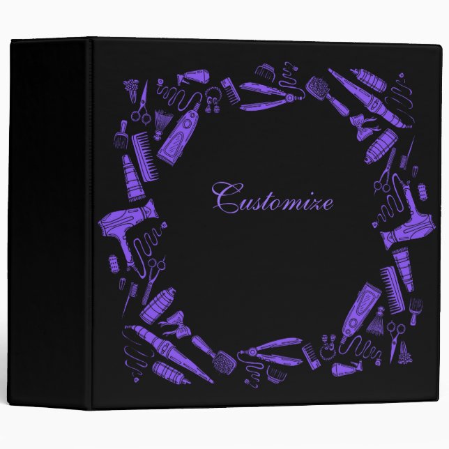 Black & Purple Hair Stylist Binder (Front/Spine)