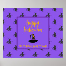 Black purple Halloween witches hat broomstick
