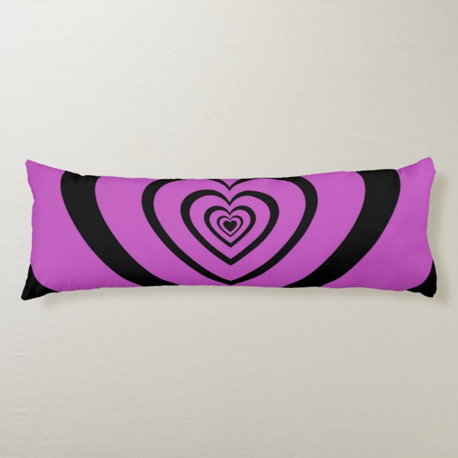Black Purple Hypnotic Heart Love Pattern Body Pillow (Front)