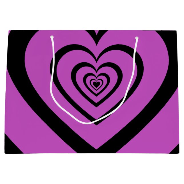 Black Purple Hypnotic Heart Love Pattern Large Gift Bag (Front)