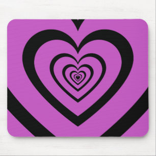 Black Purple Hypnotic Heart Love Pattern Mouse Pad