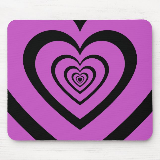 Black Purple Hypnotic Heart Love Pattern Mouse Pad (Front)