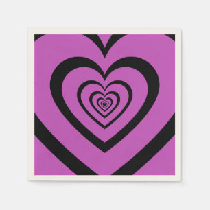 Black Purple Hypnotic Heart Love Pattern Napkin
