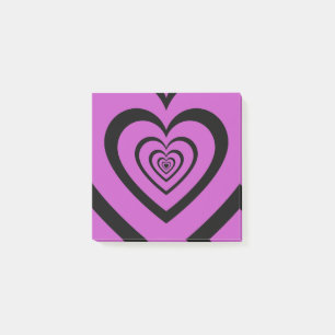 Black Purple Hypnotic Heart Pattern Chic & Retro Post-it Notes
