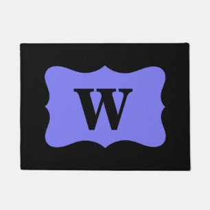 Black Purple Lavender Monogram Initial Custom Doormat