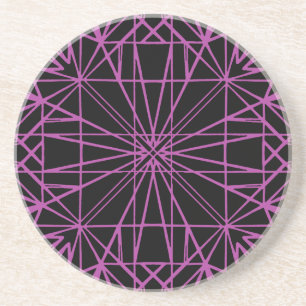 Black & Purple/Magenta Geometric Symmetry Coaster