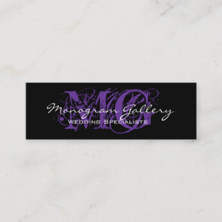 Black Purple Monogram Customizable Mini Business Card