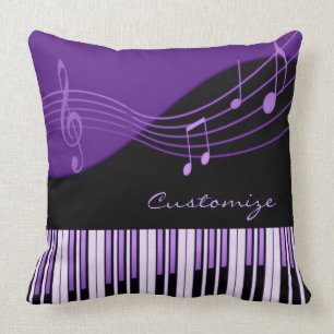 Black & Purple Musical Melody Throw Pillow