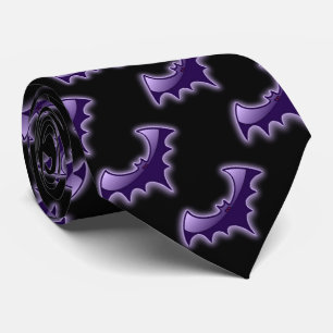 Black & Purple Night Wing Bats Tie