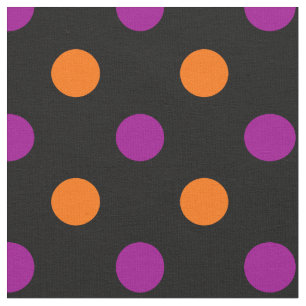 Black Purple Orange Polka Dot Pattern Fabric