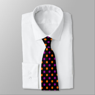 Black Purple Orange Polka Dot Pattern Tie