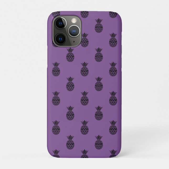 Black Purple Pineapple Tropical Fruit Summer Case-Mate iPhone Case (Back)