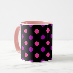 Black Purple Pink Polka Dots Pattern  Mug