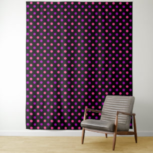 Black Purple Pink Polka Dots Pattern  Tapestry