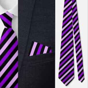 Black Purple Pink Stripes Abstract Pattern Tie