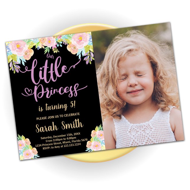 Black Purple Princess Invitations Anniversaire W P (Créateur téléchargé)