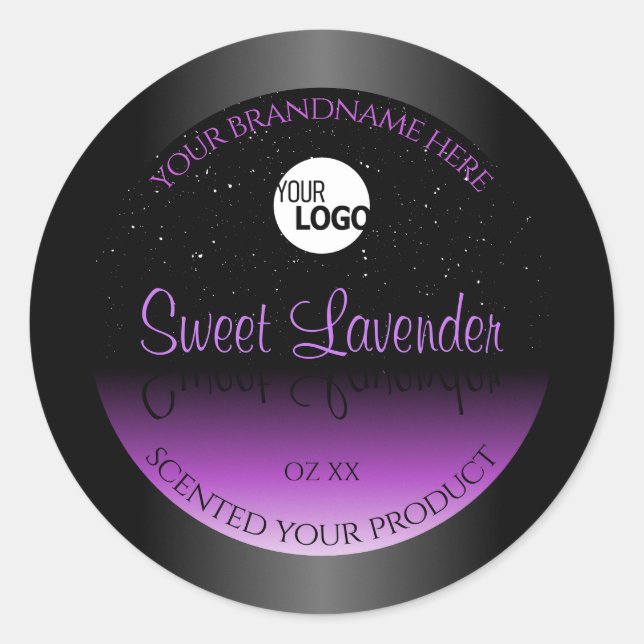 Black Purple Product Labels Soft Glitter with Logo (Front)