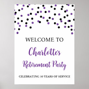 Black Purple Retirement Party Custom 18x24 Poster