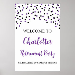 Black Purple Retirement Party Custom 20x30 Poster