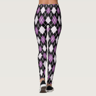 Black & Purple Seamless Argyle Pattern Leggings