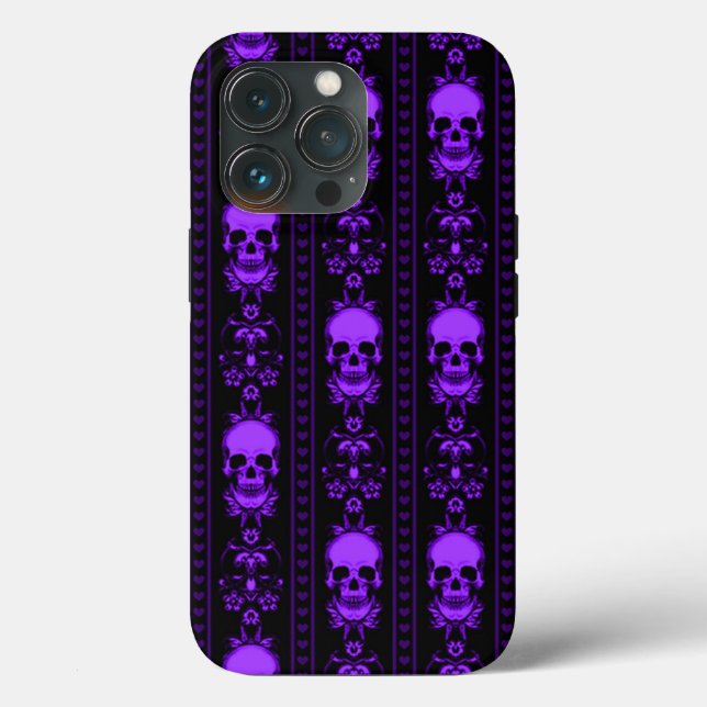 Black & Purple Skull Stripes  Case-Mate iPhone Case (Back)