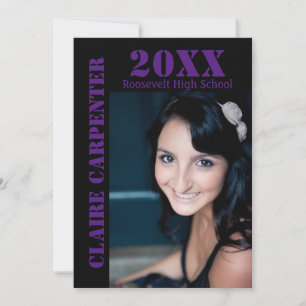 Black/Purple Stencil Letters - Grad Announcement