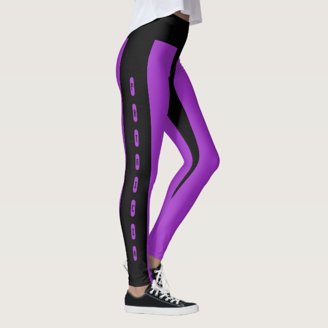 Black Purple Stripes Pattern Custom Name Patricia Leggings (Right)