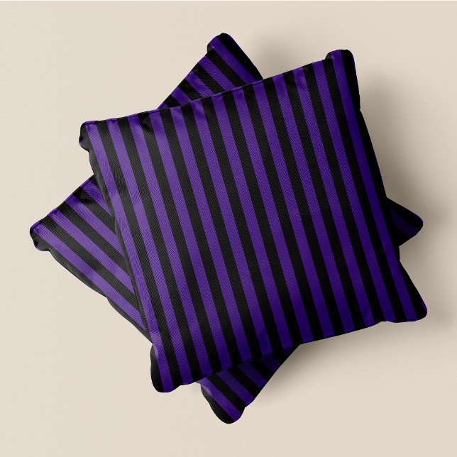 Black & Purple Stripes Throw Pillow (Black & Purple Stripes Throw Pillow)