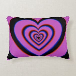 Black Purple Trippy Hypnotic Heart Love Pattern Accent Pillow