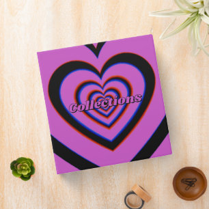 Black Purple Trippy Hypnotic Heart Love Pattern Binder